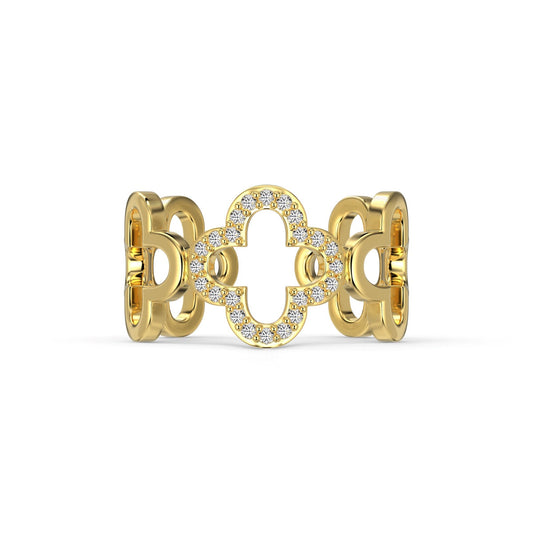 [Hyrra Jewelry]Hollow Design Four-Leaf Clover Flower Shape Ring