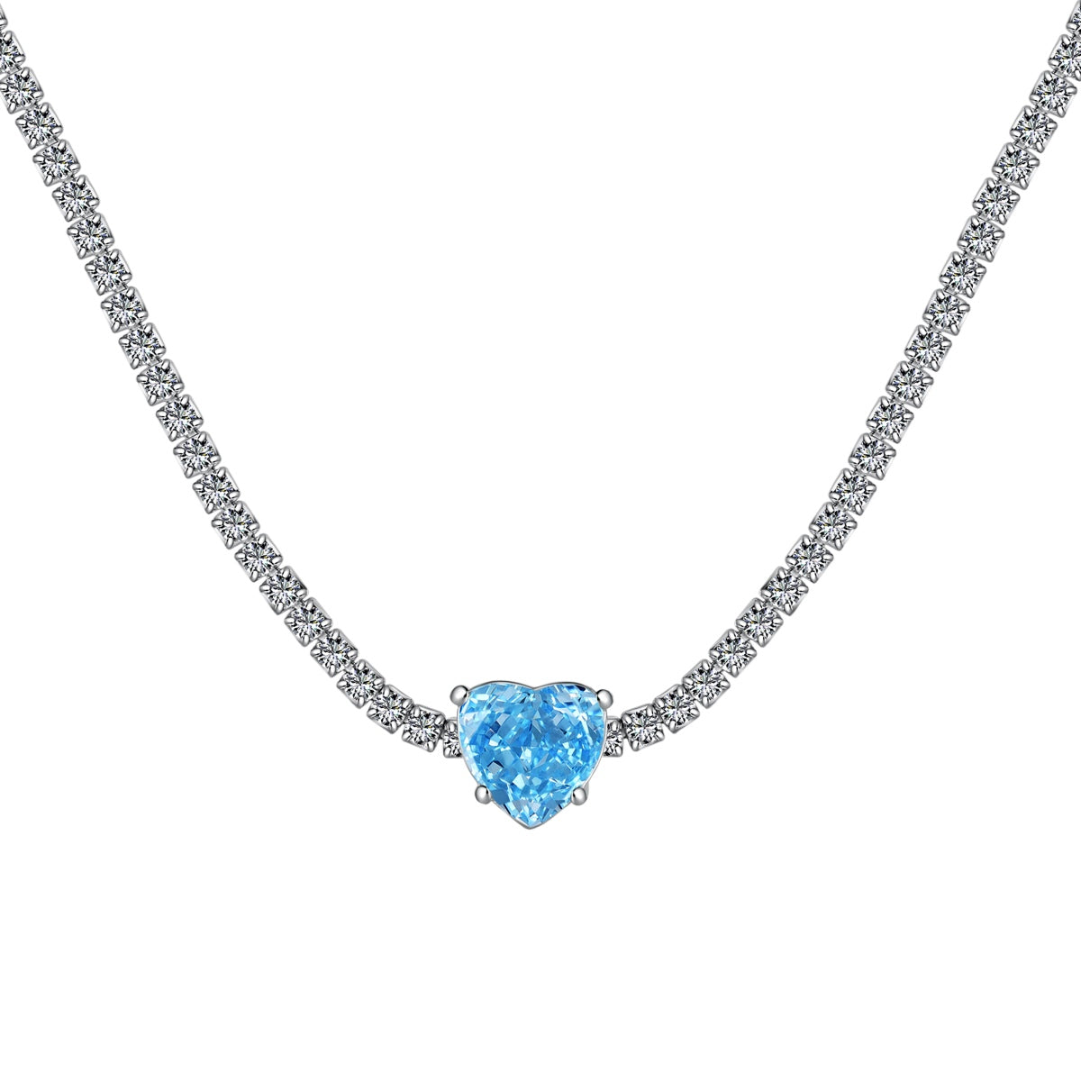 [Hyrra Jewelry]2.0 Carat Sparkling Tennis Heart Cut Necklace