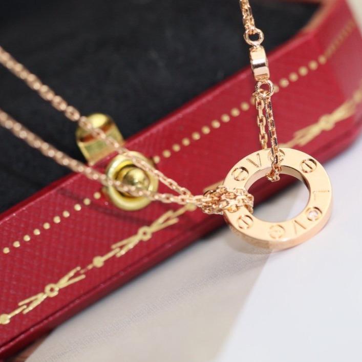 [⭐Hyrra Jewelry]LOVE NECKLACE ADJUSTABLE ROSE GOLD 2 DIAMOND