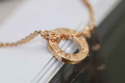 [⭐Hyrra Jewelry]LOVE NECKLACE ADJUSTABLE ROSE GOLD 2 DIAMOND