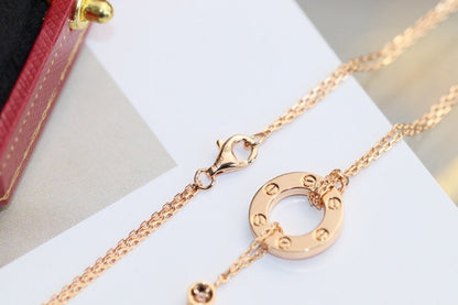 [⭐Hyrra Jewelry]LOVE NECKLACE ADJUSTABLE ROSE GOLD 2 DIAMOND