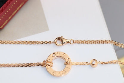 [⭐Hyrra Jewelry]LOVE NECKLACE ADJUSTABLE ROSE GOLD 2 DIAMOND