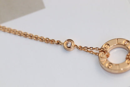 [⭐Hyrra Jewelry]LOVE NECKLACE ADJUSTABLE ROSE GOLD 2 DIAMOND