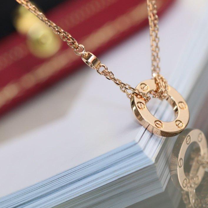 [⭐Hyrra Jewelry]LOVE NECKLACE ADJUSTABLE ROSE GOLD 2 DIAMOND