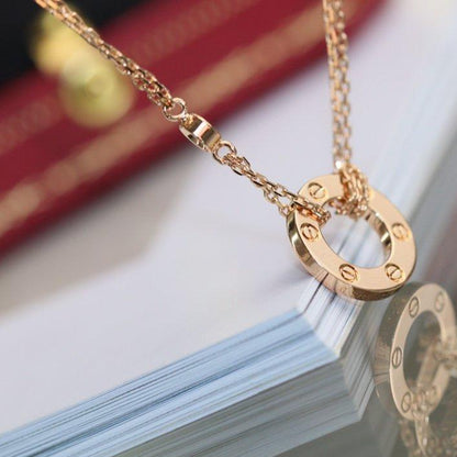 [⭐Hyrra Jewelry]LOVE NECKLACE ADJUSTABLE ROSE GOLD 2 DIAMOND