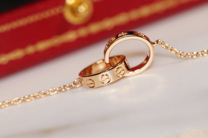 [⭐Hyrra Jewelry]LOVE NECKLACE PINK GOLD AND SILVER
