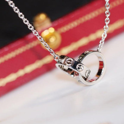 [⭐Hyrra Jewelry]LOVE NECKLACE PINK GOLD AND SILVER
