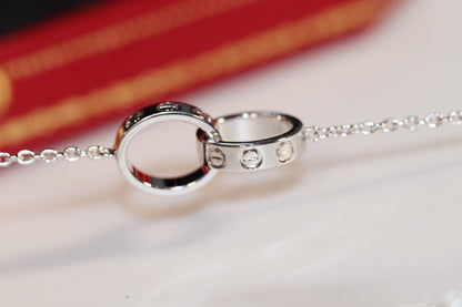 [⭐Hyrra Jewelry]LOVE NECKLACE PINK GOLD AND SILVER