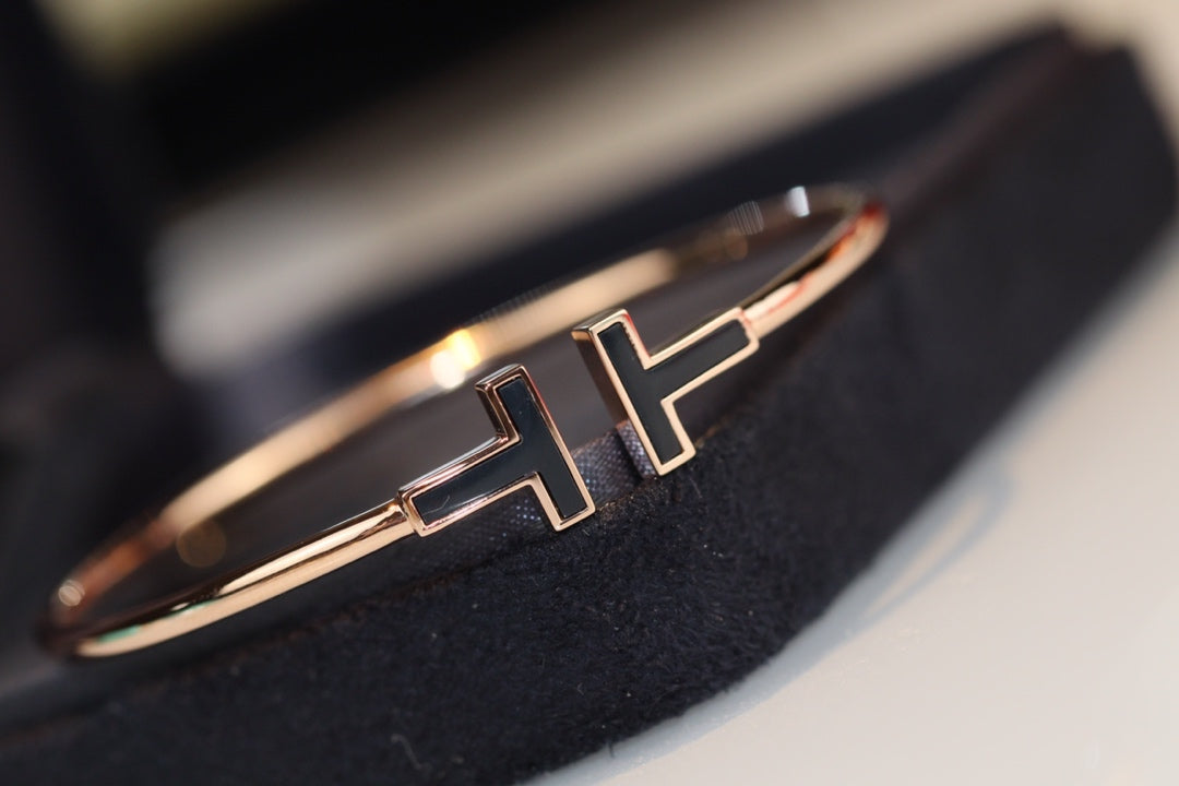 [Hyrra Jewelry]T BRACELET 1.8MM ONYX PINK GOLD