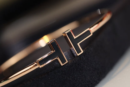 [Hyrra Jewelry]T BRACELET 1.8MM ONYX PINK GOLD