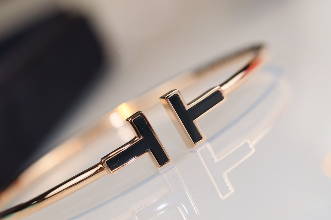 [Hyrra Jewelry]T BRACELET 1.8MM ONYX PINK GOLD