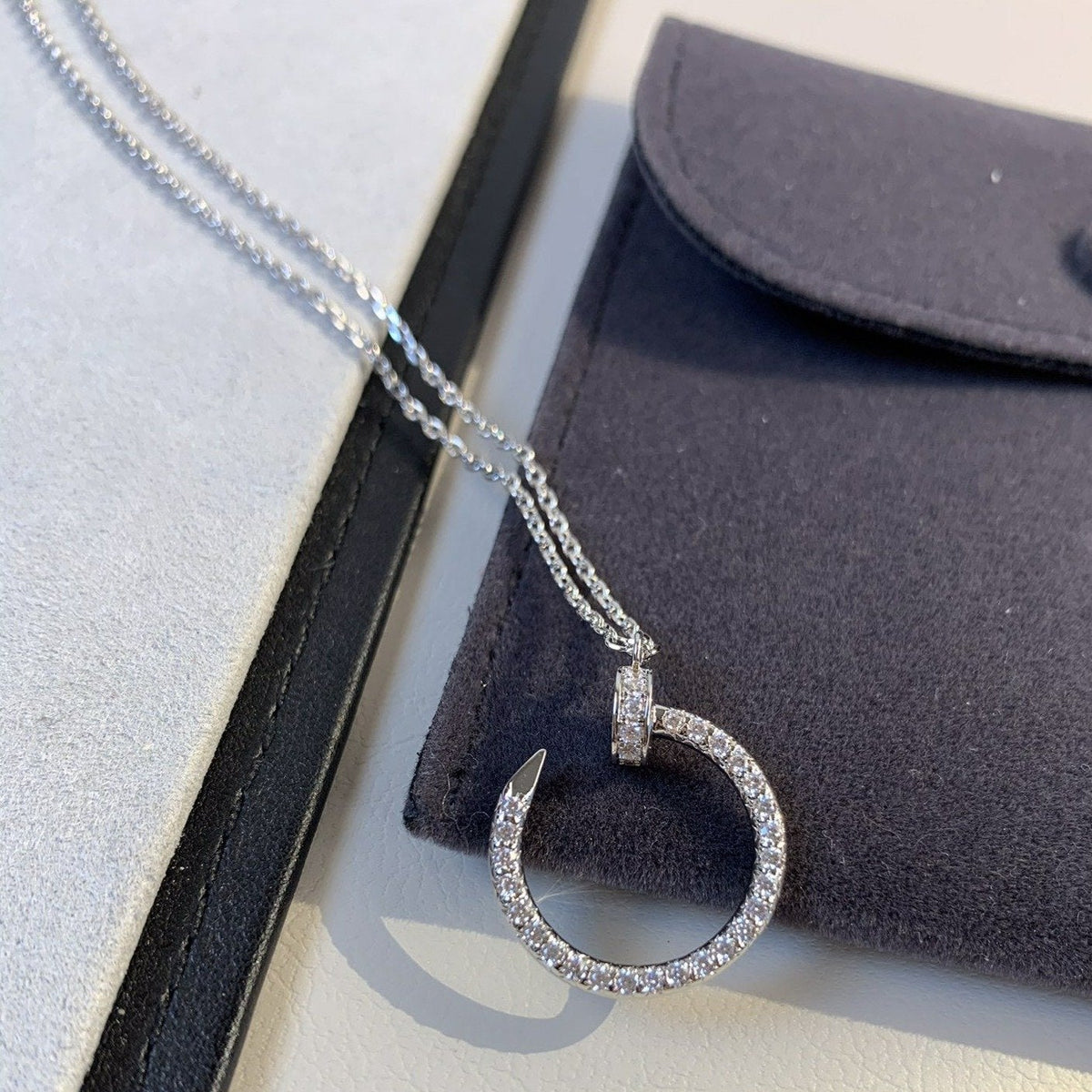 [⭐Hyrra Jewelry]JUSTE NECKLACE SILVER DIAMONDS