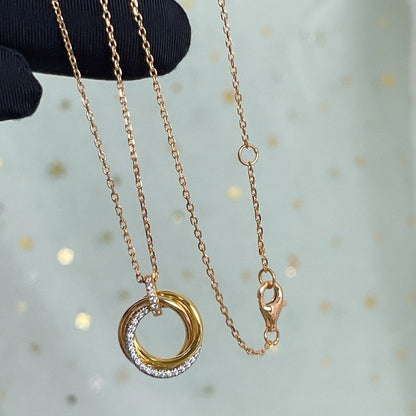 [⭐Hyrra Jewelry]TRINITY NECKLACE SILVER GOLD PINK GOLD DIAMONDS