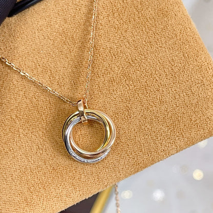 [⭐Hyrra Jewelry]TRINITY NECKLACE SILVER GOLD PINK GOLD DIAMONDS