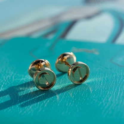 [⭐Hyrra Jewelry]LOVE EARRINGS PINK GOLD 10MM