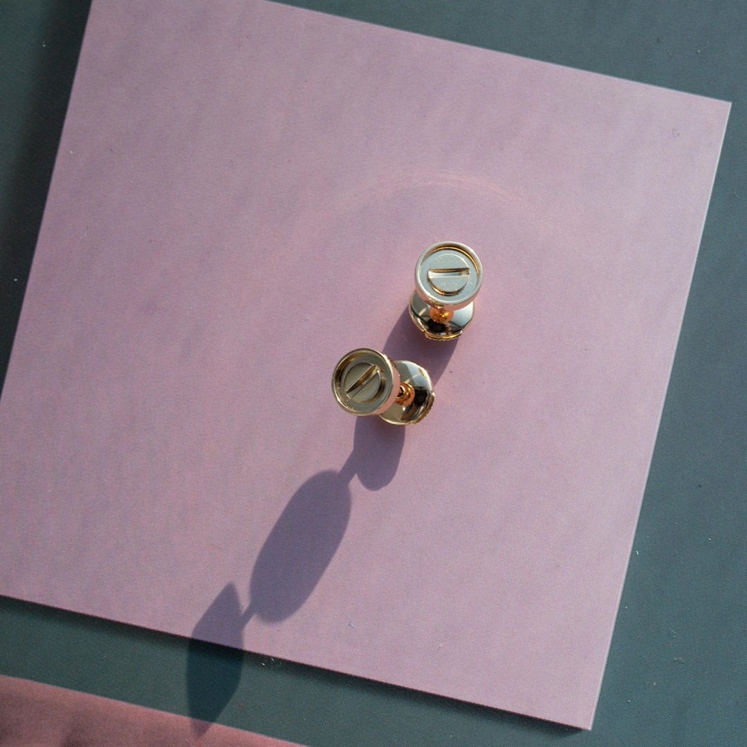 [⭐Hyrra Jewelry]LOVE EARRINGS PINK GOLD 10MM