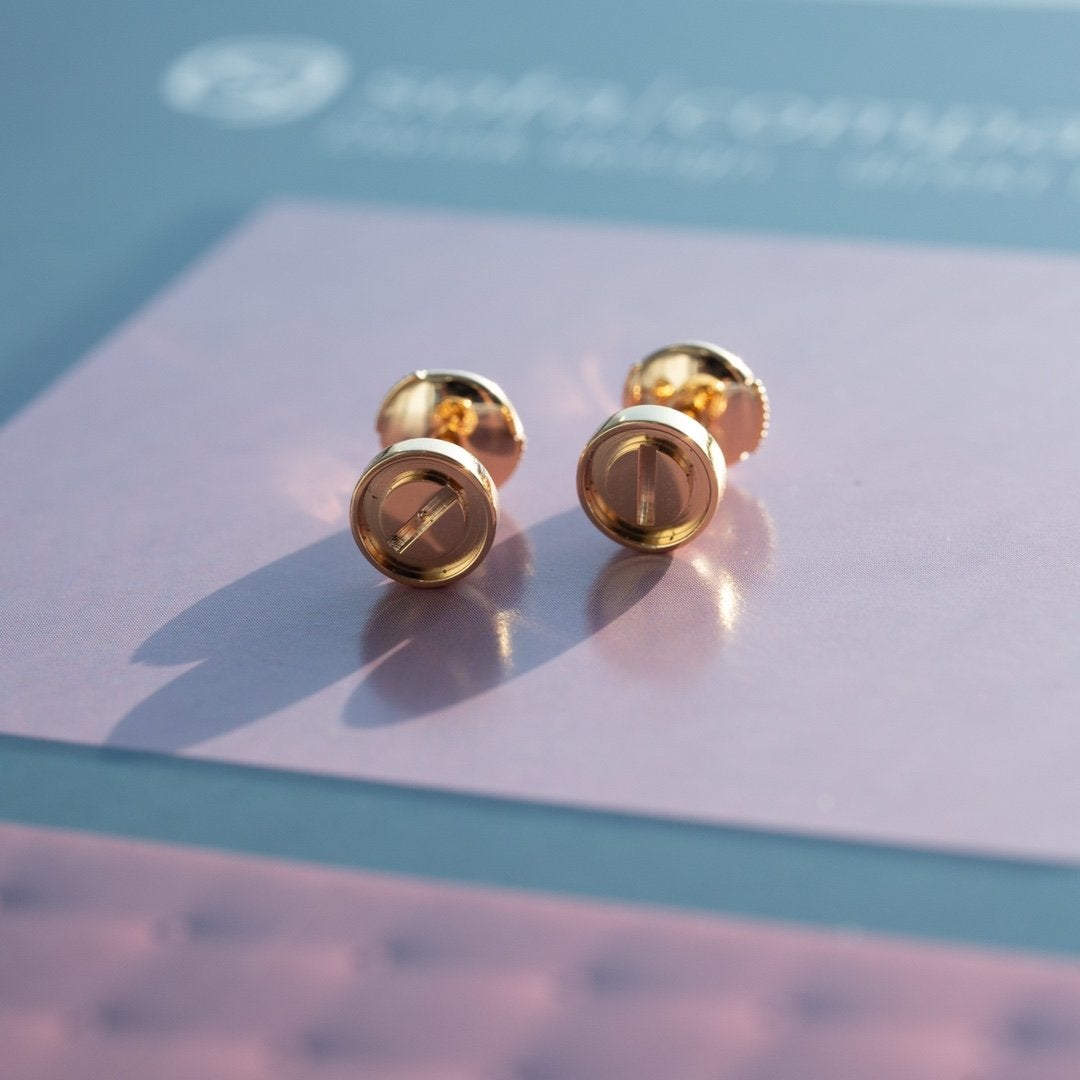 [⭐Hyrra Jewelry]LOVE EARRINGS PINK GOLD 10MM