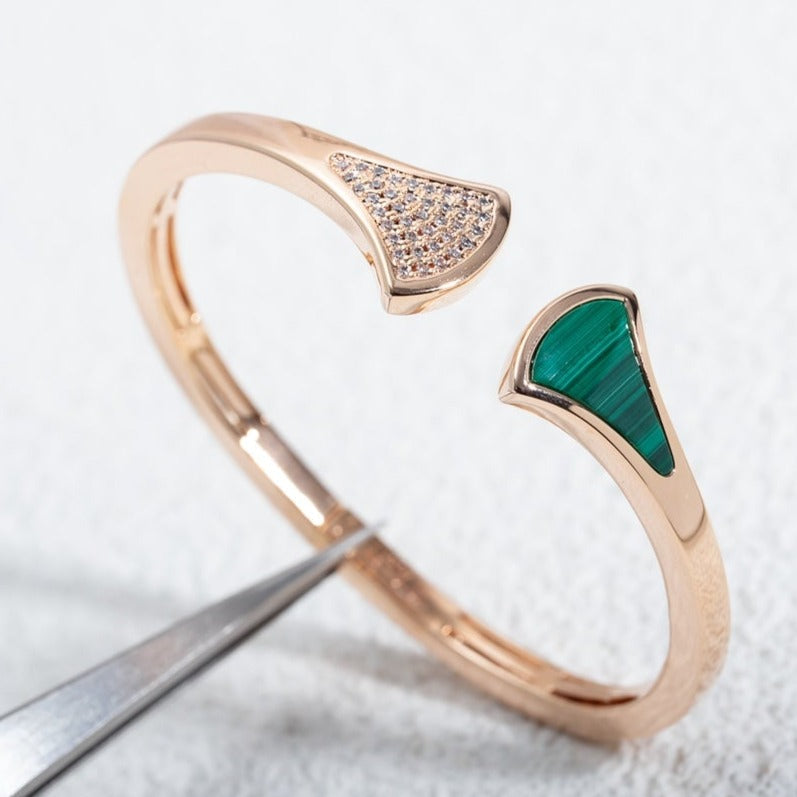 [⭐Hyrra Jewelry]DREAM BRACELET OPEN MALACHITE PINK GOLD