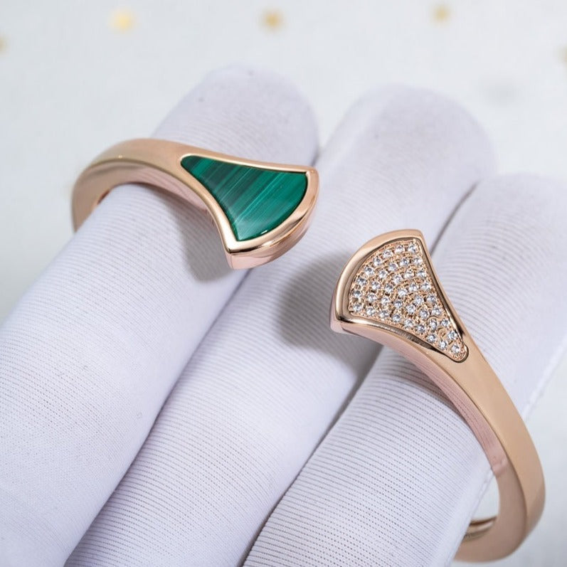 [⭐Hyrra Jewelry]DREAM BRACELET OPEN MALACHITE PINK GOLD