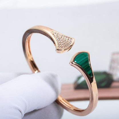 [⭐Hyrra Jewelry]DREAM BRACELET OPEN MALACHITE PINK GOLD