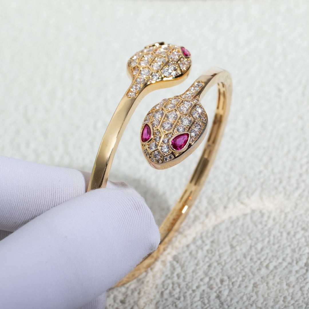[⭐Hyrra Jewelry]SERPENTI BRACELET PINK GOLD DIAMOND DOUBLE SNAKE