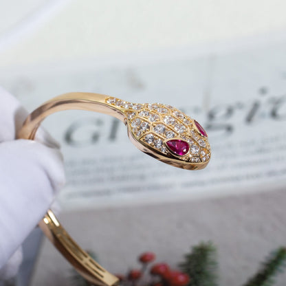 [⭐Hyrra Jewelry]SERPENTI BRACELET PINK GOLD DIAMOND DOUBLE SNAKE