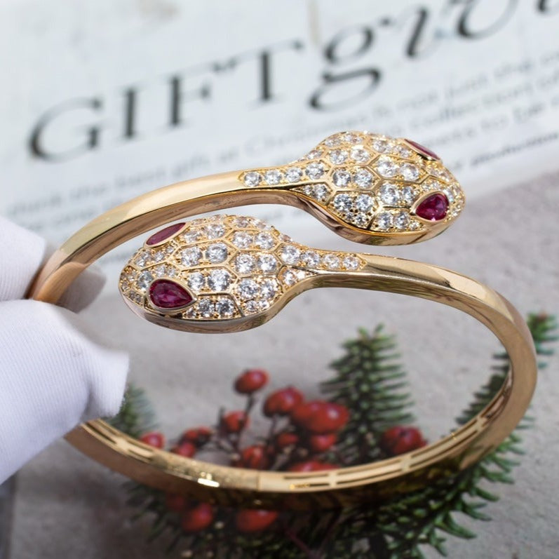 [⭐Hyrra Jewelry]SERPENTI BRACELET PINK GOLD DIAMOND DOUBLE SNAKE