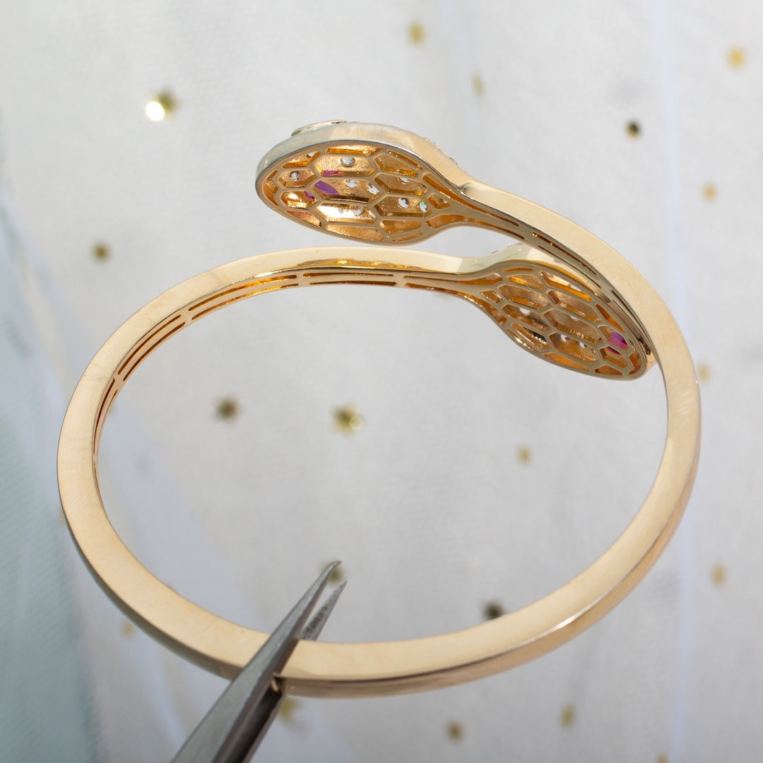 [⭐Hyrra Jewelry]SERPENTI BRACELET PINK GOLD DIAMOND DOUBLE SNAKE