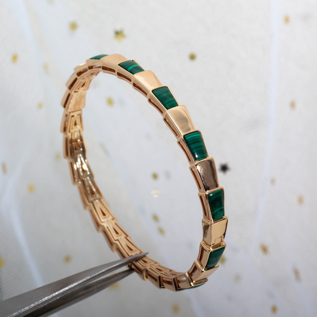 [⭐Hyrra Jewelry]SERPENTI BRACELET PINK GOLD MALACHITE