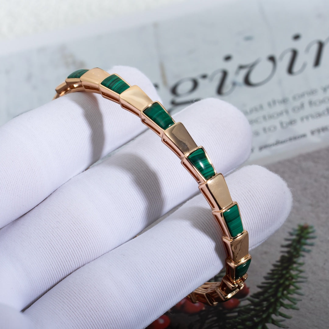 [⭐Hyrra Jewelry]SERPENTI BRACELET PINK GOLD MALACHITE