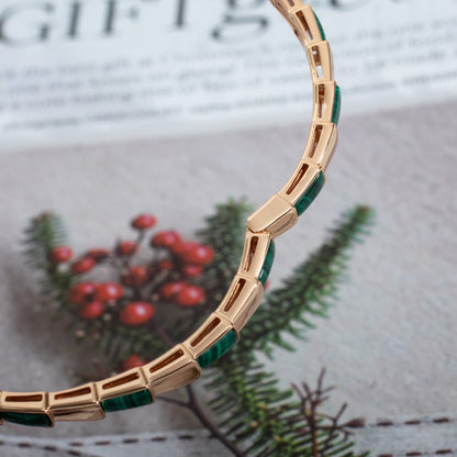 [⭐Hyrra Jewelry]SERPENTI BRACELET PINK GOLD MALACHITE