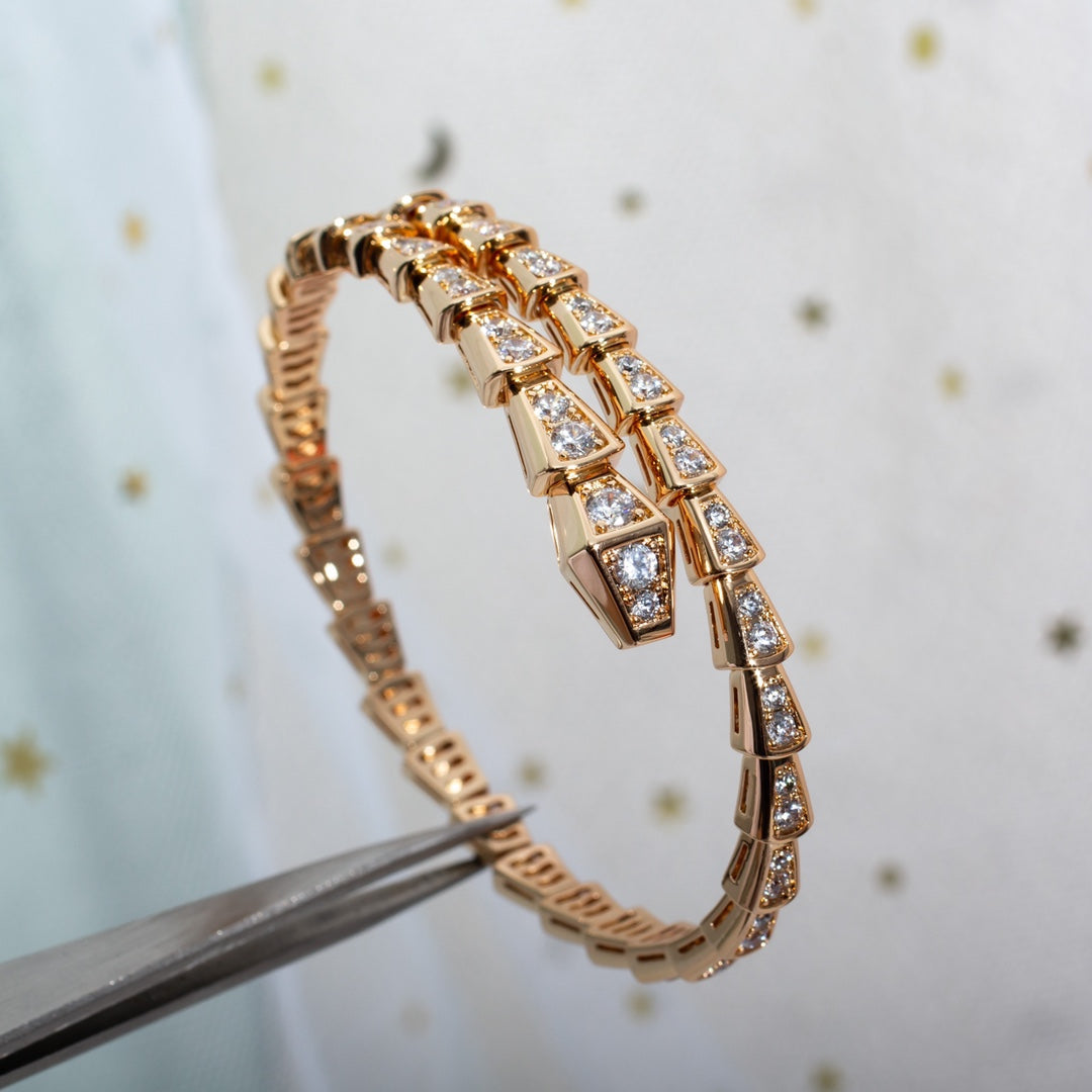 [⭐Hyrra Jewelry]SERPENTI BRACELET 6.8MM PINK GOLD DIAMOND