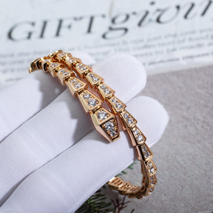 [⭐Hyrra Jewelry]SERPENTI BRACELET 6.8MM PINK GOLD DIAMOND