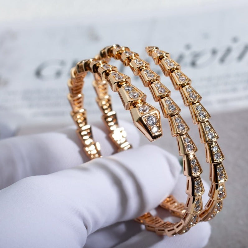 [⭐Hyrra Jewelry]SERPENTI BRACELET PINK GOLD DIAMOND DOUBLE ROW