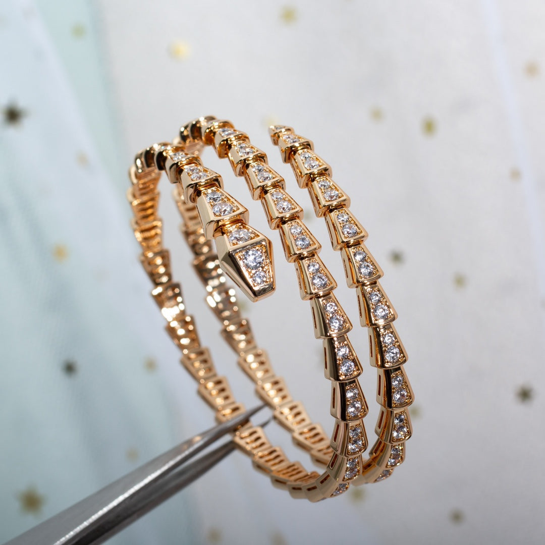 [⭐Hyrra Jewelry]SERPENTI BRACELET PINK GOLD DIAMOND DOUBLE ROW
