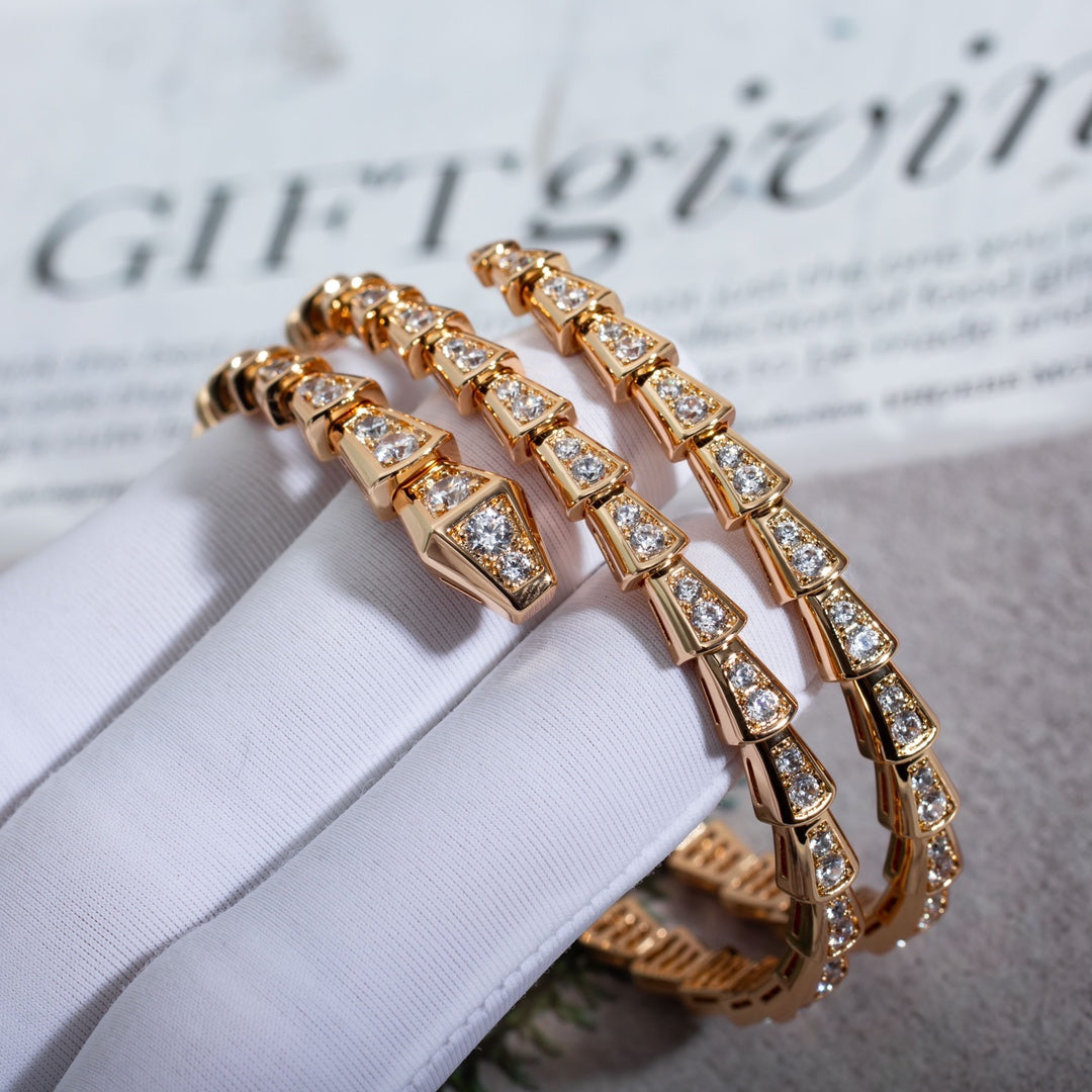 [⭐Hyrra Jewelry]SERPENTI BRACELET PINK GOLD DIAMOND DOUBLE ROW