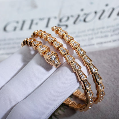 [⭐Hyrra Jewelry]SERPENTI BRACELET PINK GOLD DIAMOND DOUBLE ROW