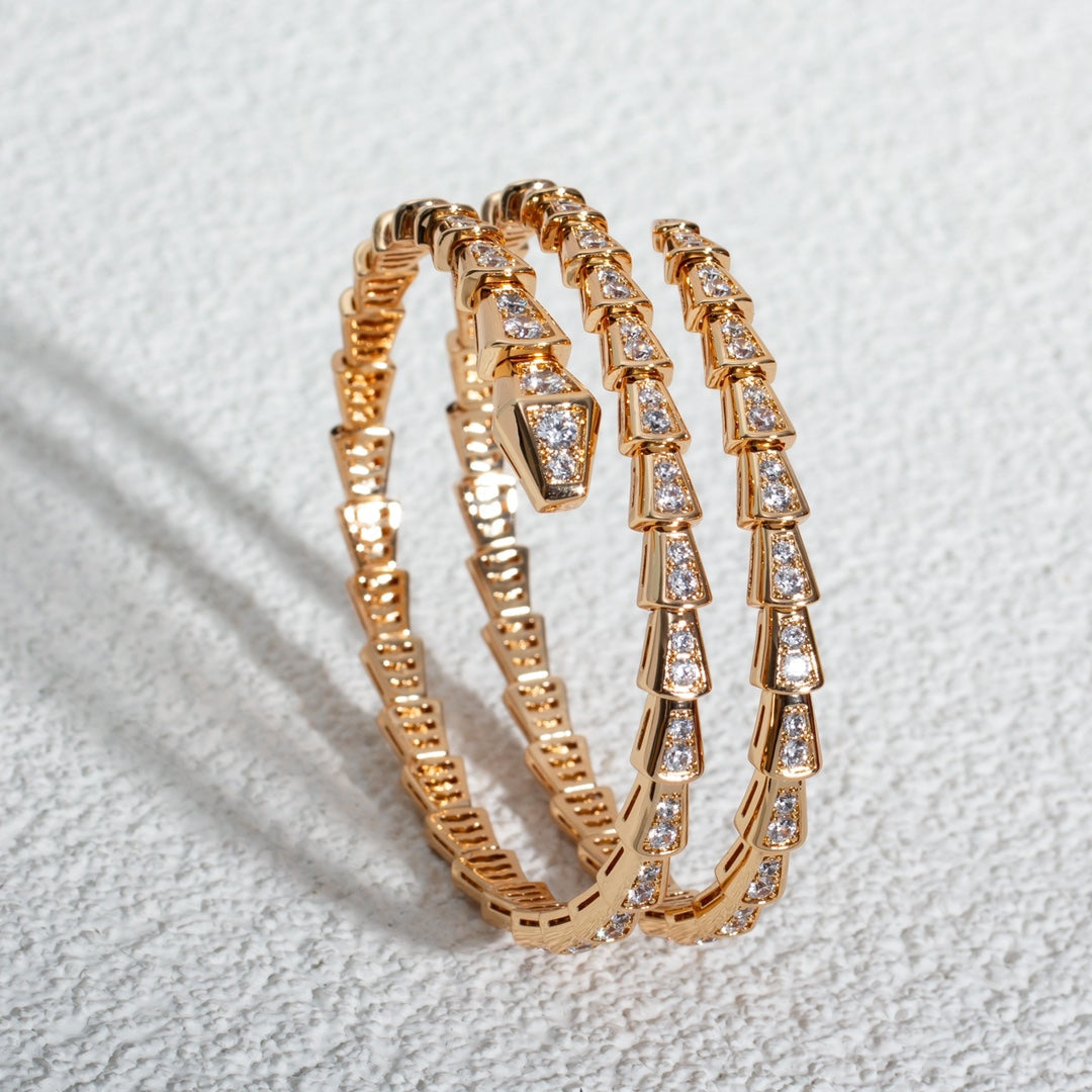 [⭐Hyrra Jewelry]SERPENTI BRACELET PINK GOLD DIAMOND DOUBLE ROW