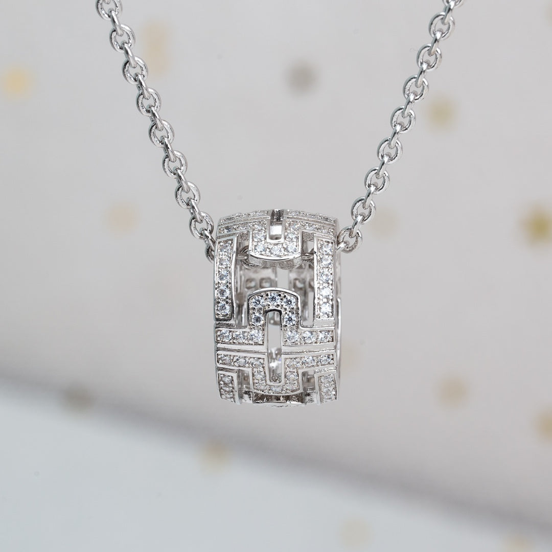 [⭐Hyrra Jewelry]PARENTESI NECKLACE SILVER DIAMOND