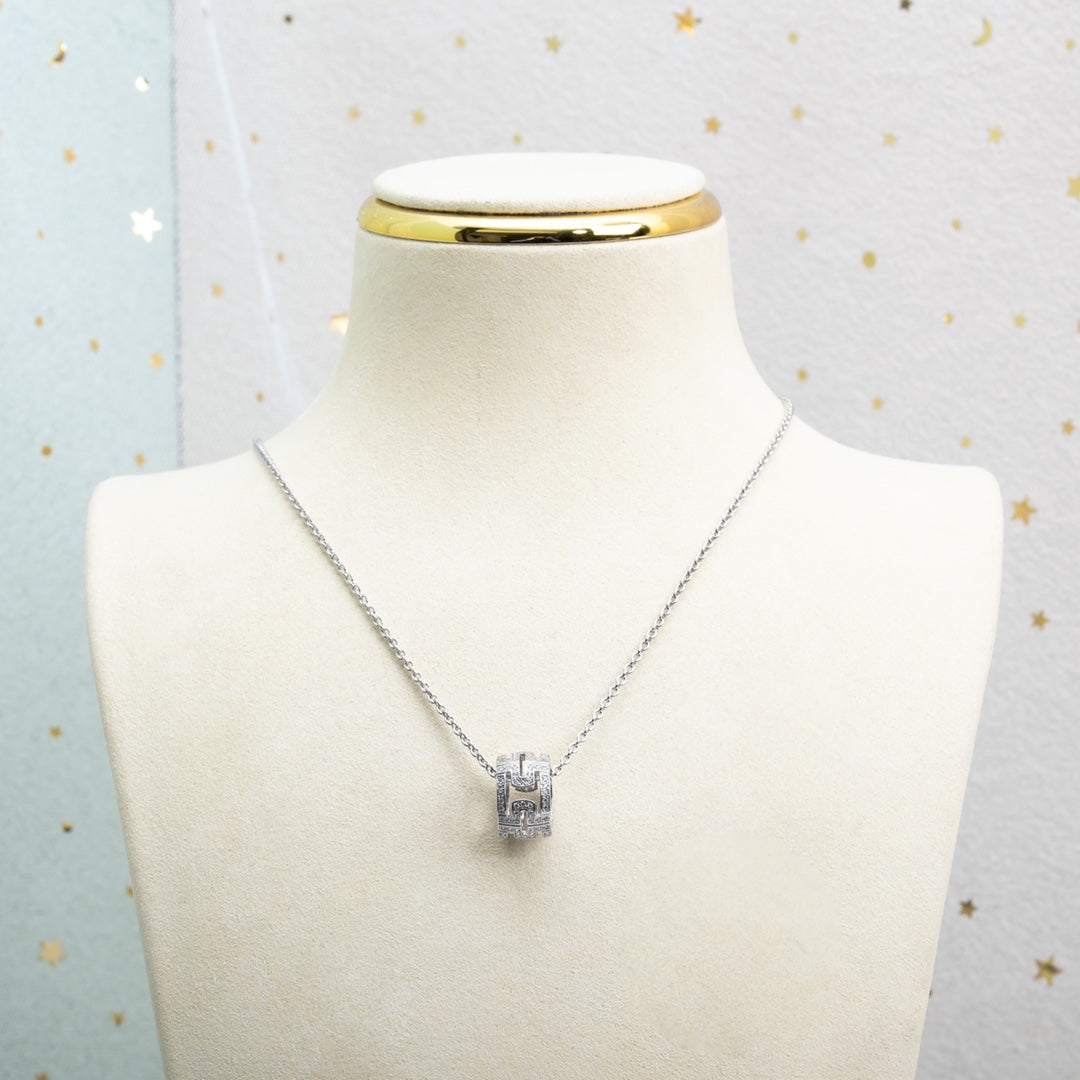 [⭐Hyrra Jewelry]PARENTESI NECKLACE SILVER DIAMOND