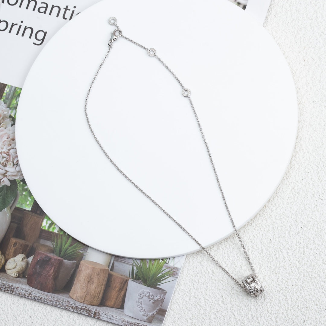 [⭐Hyrra Jewelry]PARENTESI NECKLACE SILVER DIAMOND