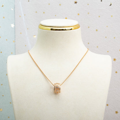 [⭐Hyrra Jewelry]PARENTESI NECKLACE PINK GOLD DIAMOND