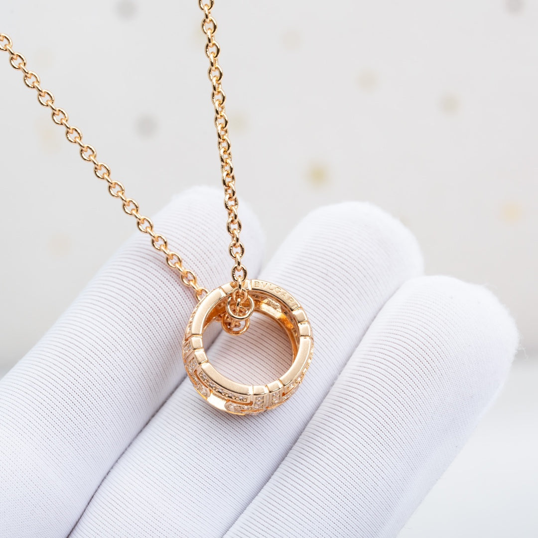 [⭐Hyrra Jewelry]PARENTESI NECKLACE PINK GOLD DIAMOND