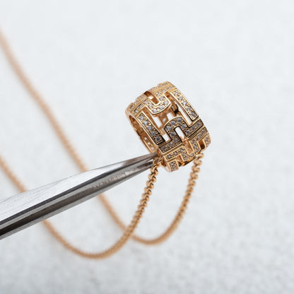 [⭐Hyrra Jewelry]PARENTESI NECKLACE PINK GOLD DIAMOND