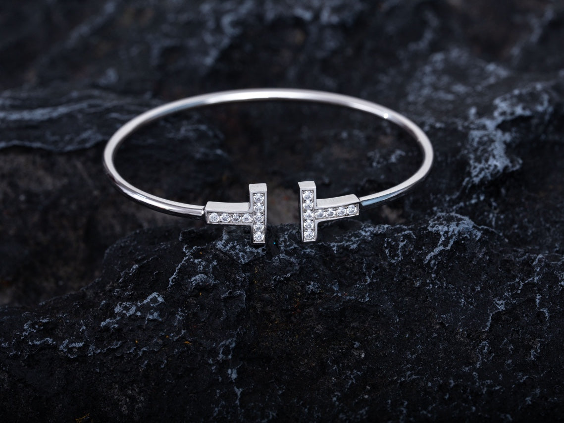 [Hyrra Jewelry]T BRACELET 1.8MM DIAMOND SILVER