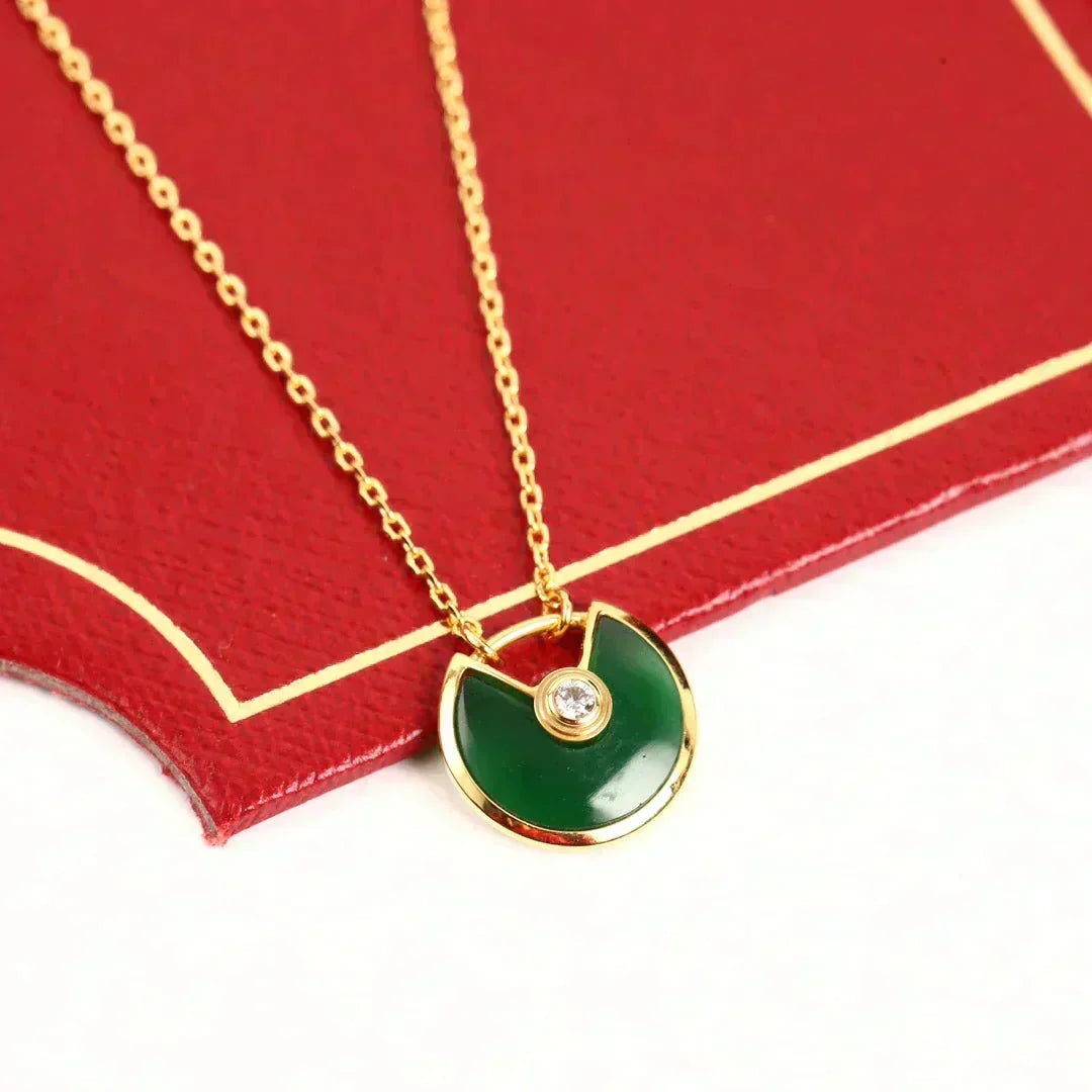 [⭐Hyrra Jewelry]AMULETTE GOLD MALACHITE NECKLACE