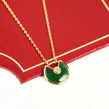 [⭐Hyrra Jewelry]AMULETTE GOLD MALACHITE NECKLACE