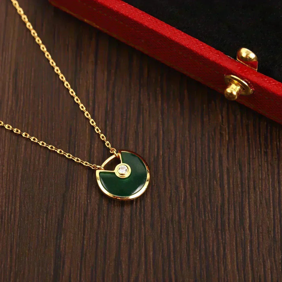 [⭐Hyrra Jewelry]AMULETTE GOLD MALACHITE NECKLACE
