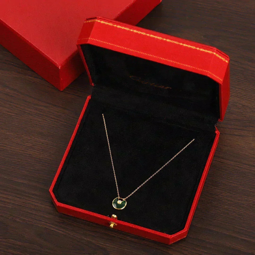 [⭐Hyrra Jewelry]AMULETTE GOLD MALACHITE NECKLACE
