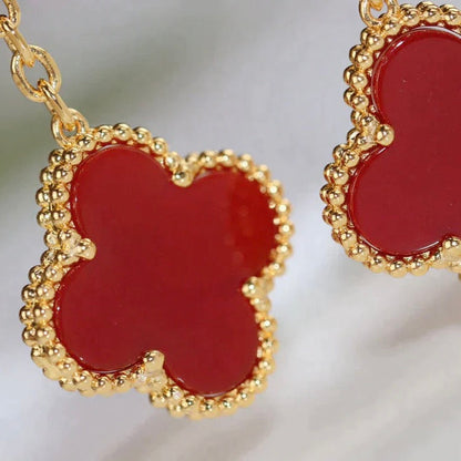 [⭐Hyrra Jewelry]CLOVER  2 MOTIF  TIGER EYE CARNELIAN EARRINGS